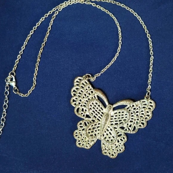 Large Butterfly Statement Filagree Necklace - Picture 7 of 12